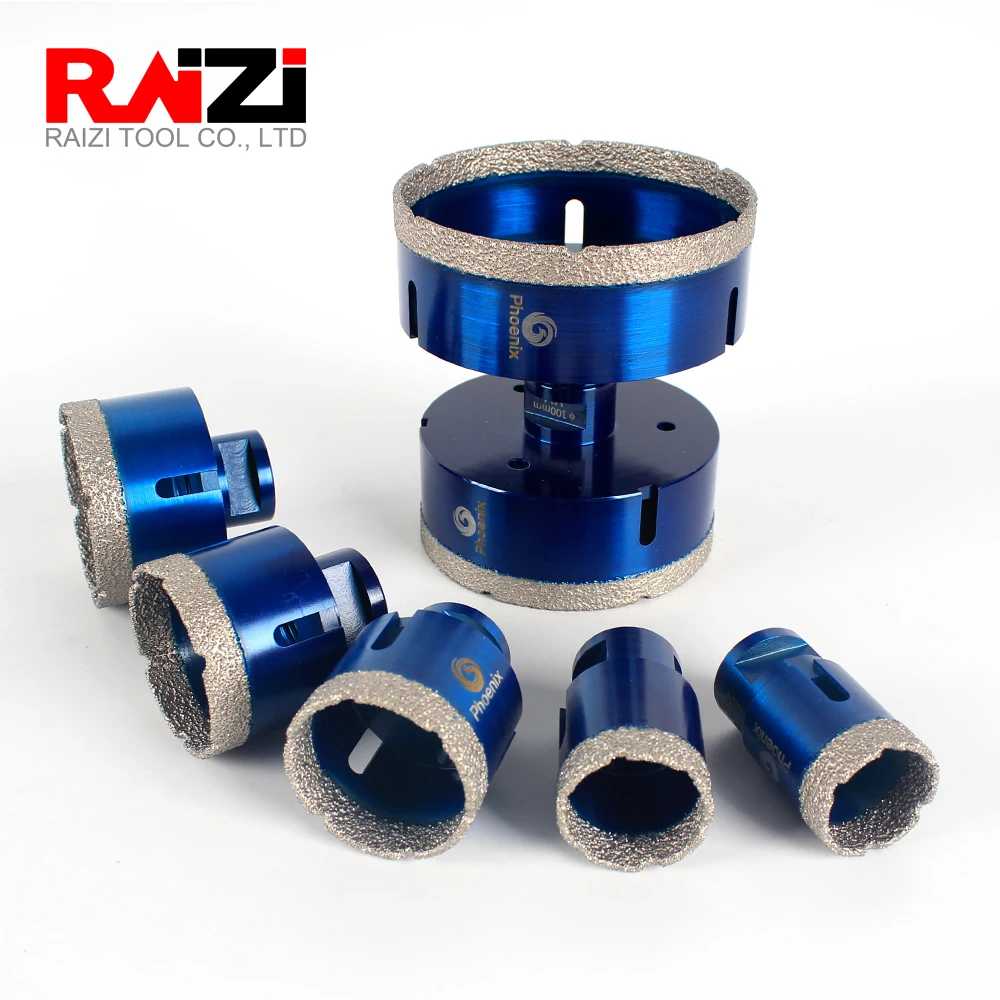 Raizi Dry Vacuum Brazed Diamond Core Hole Saw Drilling Bits For Porcelain Tile,Ceramic,Granite,Marble stone,Concrete.