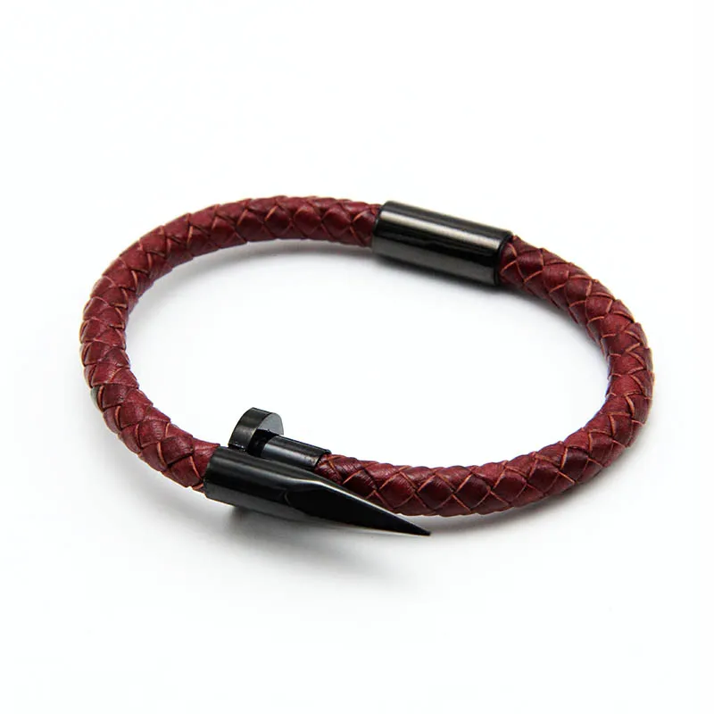 ZG Модный Ювелирный панк браслет из нержавеющей стали для мужчин кожаный браслет 6 мм с магнитной застежкой черного цвета