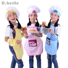 Милый детский фартук, модный головной убор шеф-повара, карманный набор для детей, художественное ремесло, Кухонный Фартук для приготовления пищи, выпечки, сделай сам, живопись SYT9244