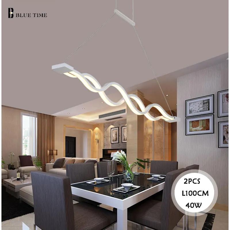  L120 100CM Modern Led Pendant Light For Dining room Living room Kitchen Luminaires Black&White Simp - 32864195140