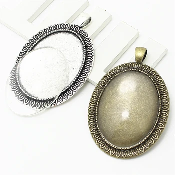 

Sweet Bell 3set two color Metal Cameo 40*59mm(Fit 30*40mm dia) Oval Pendant Setting Jewelry Blank+Clear Glass Cabochons 6D1060