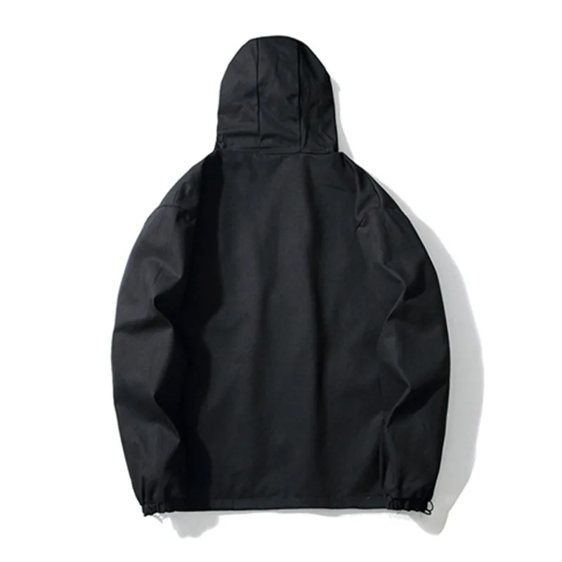 2019 Autumn Cargo Jackets Men Streetwear Solid Color Jacket Hip Hop Long Sleeve Coat Pocket Windbreaker Male Green Black HZ035