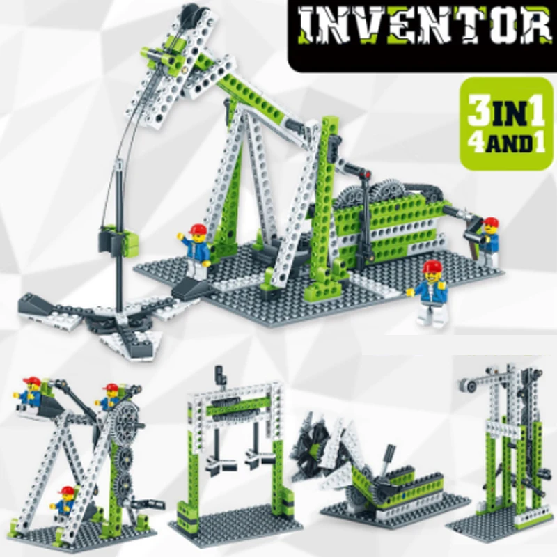 

LWKO 4 IN 1 Inventor Educational Building Blocks for Kids Learning Bricks Plastic Block Legoe Toys Brinquedos for Children gift