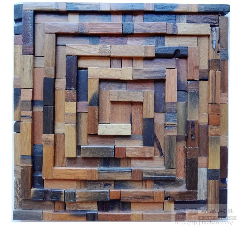 100% natural madera rústica azulejo en diseño de madera mosaico