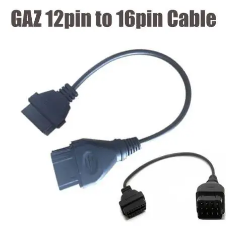 Nagy Értékű Gaz 12Pin Gaz12Pin Hím Obd Obd2 Obdii Dlc Cable 16 Pin 16 Pontos Női Autó Diagnosztikai Eszköz Adapter Konverter Kábelek