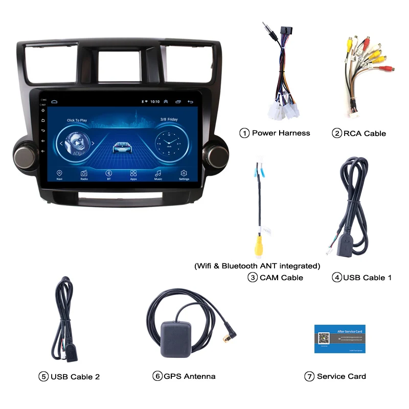 Cheap 10.1 inch Android 8.1 2.5D Tempered HD Touchscreen Radio for Toyota highlander 2009-2014 with Bluetooth USB WIFI support SWC 5