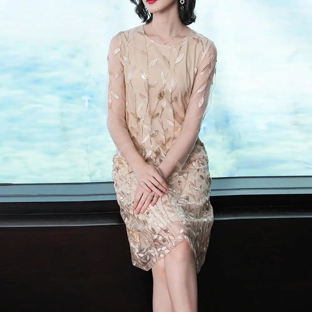 

Yfashion Women Clothes 2019 Elegant Dress Summer Fashion Large Size Dresses Women Embroidery Mesh Dress