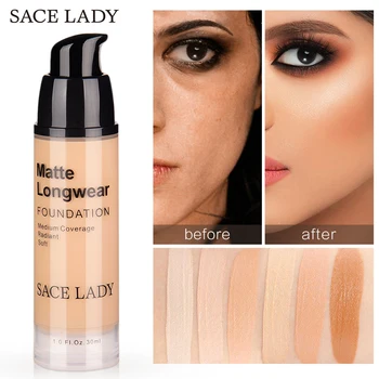 

SACE LADY Face Foundation Makeup Professional Base Make Up For Dark Skin Matte Cream Oil Control Liquid Natural Cosmetic 30ml