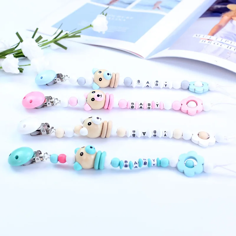 ABS Cute Baby Pacifier Clip Baby Soothers Chain Clip Holder