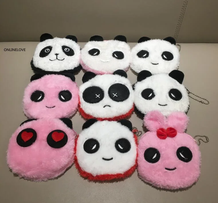 Cute Little Panda Plush Bag Purse All 9Colors 10cm Girls Plush Coin Bag Kids Coin Plush Purse Pouch Color-1