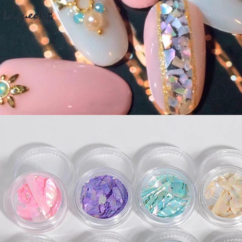 

12 Colorful Nail Art Decoration 2017 Natural Stained Shell Crushed Paillettes 3D Acrylic Nail Art UV Gel Tips DIY Design