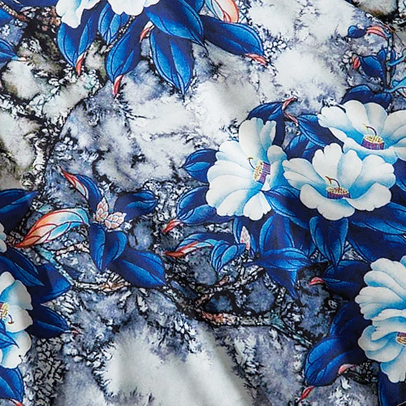 Harajuku Floral Kimono Jacket Japanese Hip Hop Men Streetwear Jacket Blue Leaves Flower Print 2019 Summer Thin Gown Japan Style