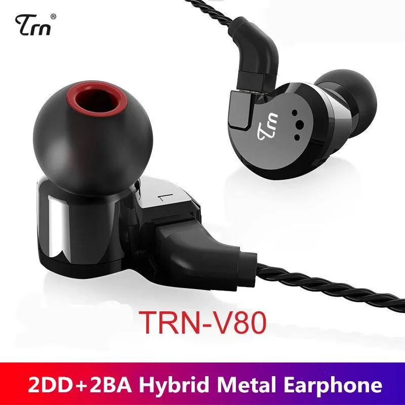 

TRN V80 2DD+2BA Hybrid Earphone Metal Headset Stereo In Ear Earphones HIFI DJ Monitor Running Sport Earbuds 2PIN Detachable Wire