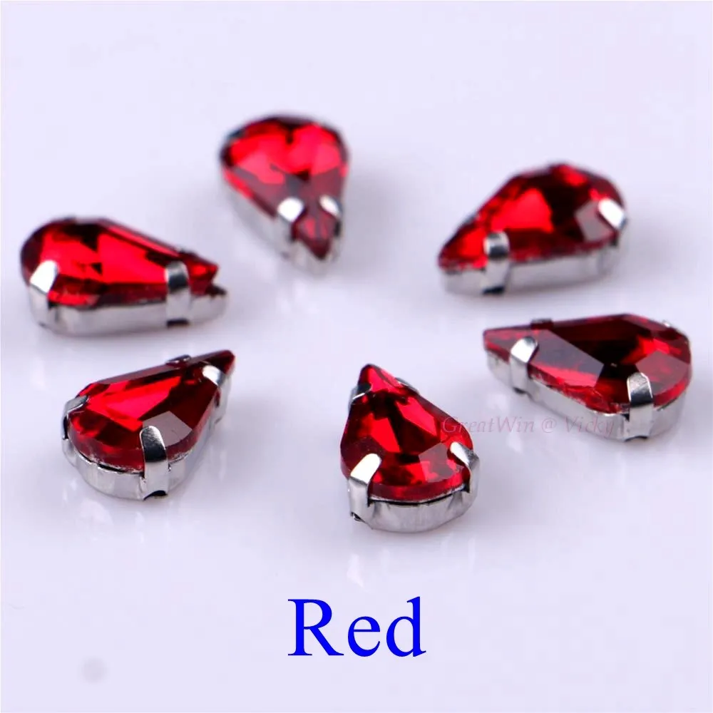 Elegant Teardrop Crystal Rhinestones with Claw Metal Base - 20 Piece Set