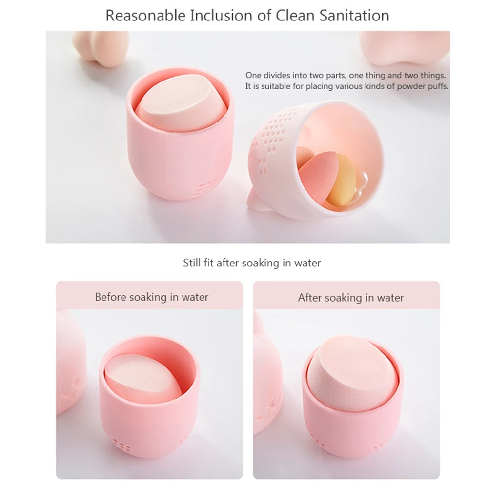 Cute Eggshell Silicone Makeup Sponge Holder Travel Sponge Carrying Case Beauty Foundation Blending Sponge Holder Storage Box