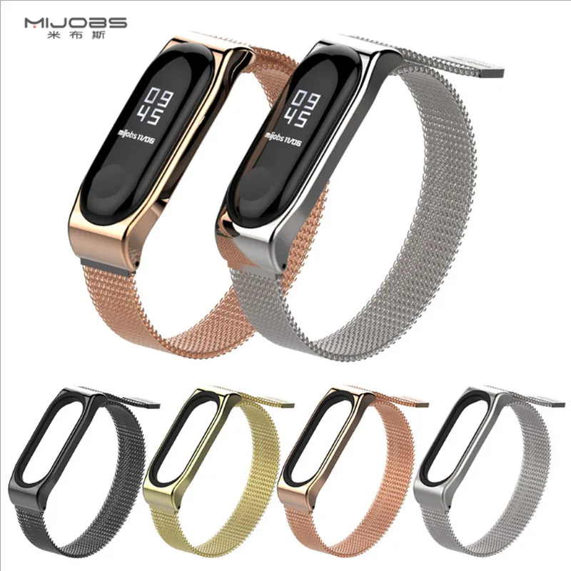 

Mijobs Mi band 3 Smart Watch Stainless Steel Milanese Magnetic Loop Strap for Xiaomi Mi Band 3 Replacement Miband 3 Bracelet