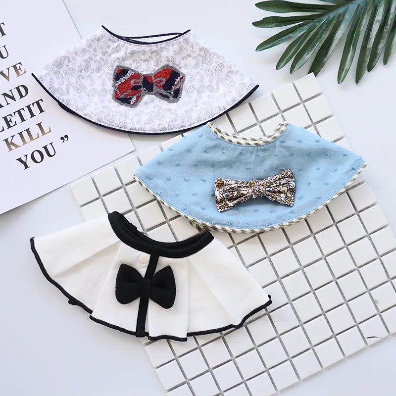 Хлопковые Слюнявчики в японском стиле для новорожденных; детская отрыжка; слюнявчик; Милые Слюнявчики с белым бантом для маленьких принцесс