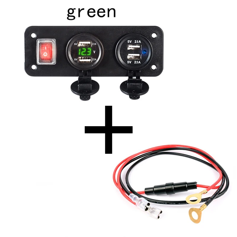12 V Dual USB Автомобильное зарядное устройство гнездо Splitter двигателя автомобиля независимый переключатель цифровая панель вольтметра Мощность со штыревой частью соединения электронные сигареты Зажигалка - Название цвета: Розовый