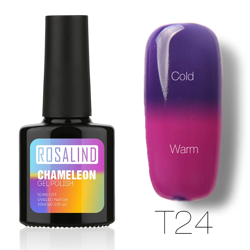 ROSALIND гель 1S P+ черная бутылка 10 мл хамелеон, изменяющийся от температуры T01-30 гель лак для ногтей УФ светодиодный термо - Цвет: T24