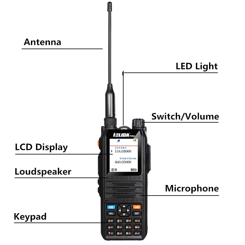 Color display walkie taklie transceiver 7W VHF /UHF Dual Band 136-174/400-480 MHz two way radio