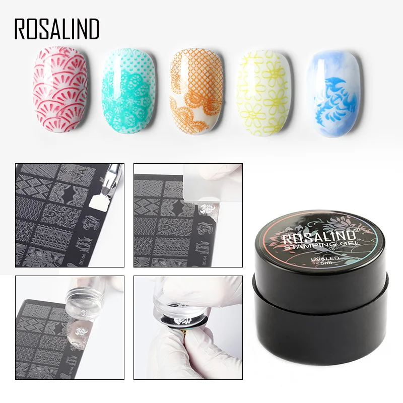 ROSALIND 5 мл Гель-лак для ногтей маникюр цветная печать масло длительное впитывание Гель-лак для ногтей штамповка гелевая пластина