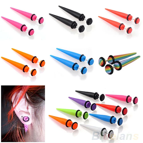 

2pcs 6-8MM Illusion Ear Fake Cheater Rivet Taper Stud Earrings Men Women 01C8