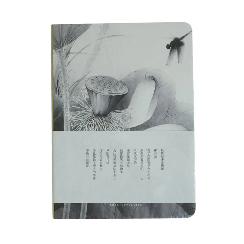 

Sketchbook Blank Papers Diary Pocket Journal School Study Notebook Gray+white, Lotus B
