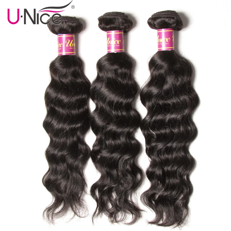 

Unice Hair 3 Bundles Indian Hair Natural Wave 100% Human Hair Weaving Natural Color Remy Hair Bundles 8-26inch Free Shipping