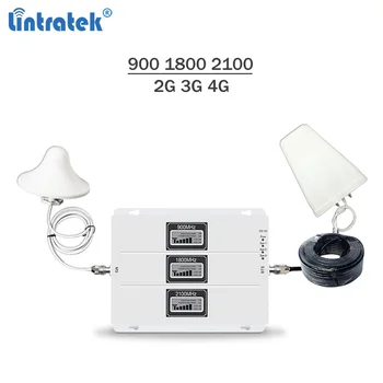 

Lintratek Signal Booster 2G 3G 4G Tri Band Repeater GSM 900 3G 2100 4G LTE 1800Mhz Signal Amplifier 65dB AGC Repeater Kit #7.3