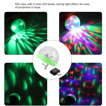

Mini Size Stage Usb Magic Ball Light Colorful Rotating Voice Control Flashing Lights USB Interface 4 Color LED Beads