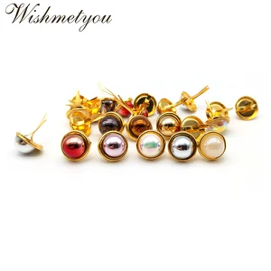 WISHMETYOU 30 шт 8 цветов ослепительные жемчужные украшения Рамка для скрапбукинга Brads 12,5 мм золотого цвета база Новые - изображение