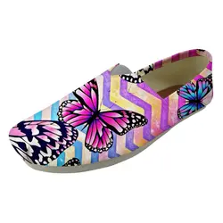 Индивидуальные бабочка животных Симпатичные Лоферы женская повседневная обувь на плоской подошве 2018 Slip-on Для женщин дышащая легкая