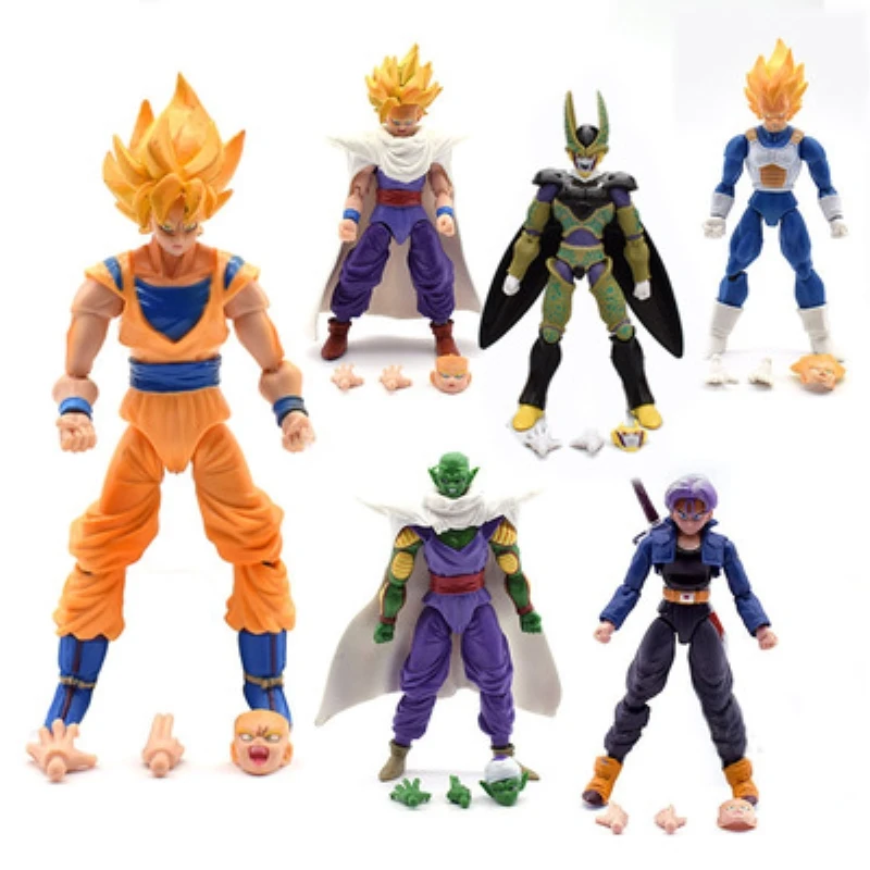 

6pcs/set Dragon Ball Z Joint Movable Vegeta Piccolo Trunks Son Gohan Goku Gokou DBZ PVC Action Figure Model Toys For Children