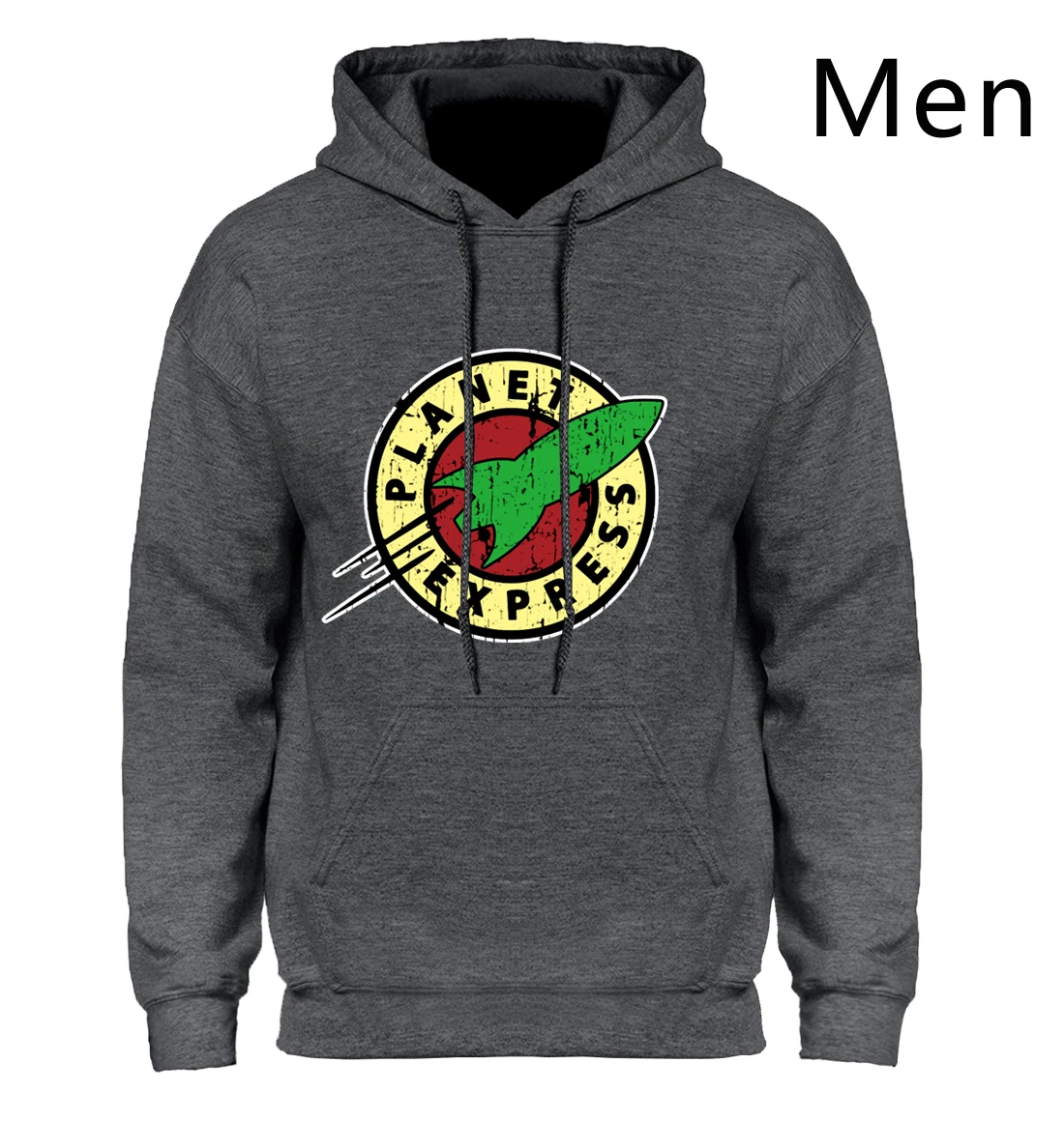 Planet Express Hoodie Men Cartoon Hooded Sweatshirt Cool Hoodies Sweatshirt Men Winter Spring Fleece Hipster Streetwear - Цвет: Dark Gray