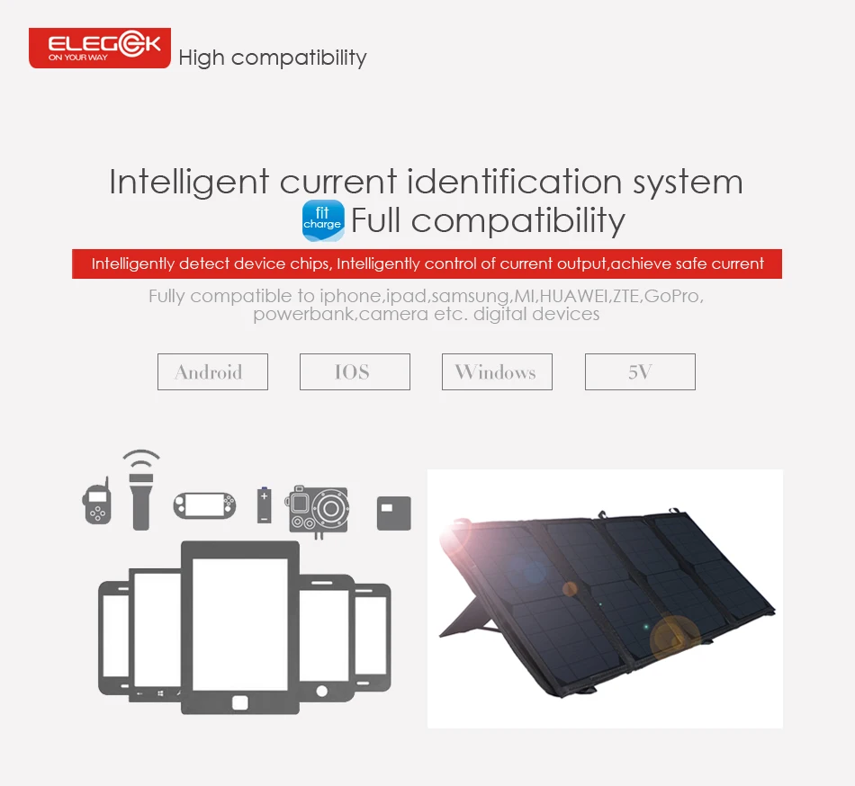 ELEGEEK 22 Вт 5 в двойной USB Солнечный телефон зарядное устройство складной водонепроницаемый Солнечная Панель зарядное устройство с сумкой для хранения на открытом воздухе