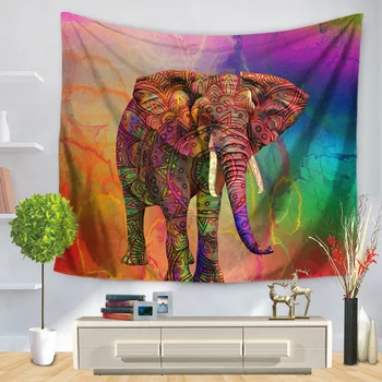 

Home Decorative Wall Hanging Carpet Tapestry Rectangle Bedspread Color Elephant Painting Pattern GT1169