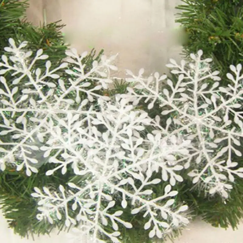6 шт./компл. 6 см Рождественский орнамент белый пластик Рождественское дерево снежинки окна рождественские украшения для дома