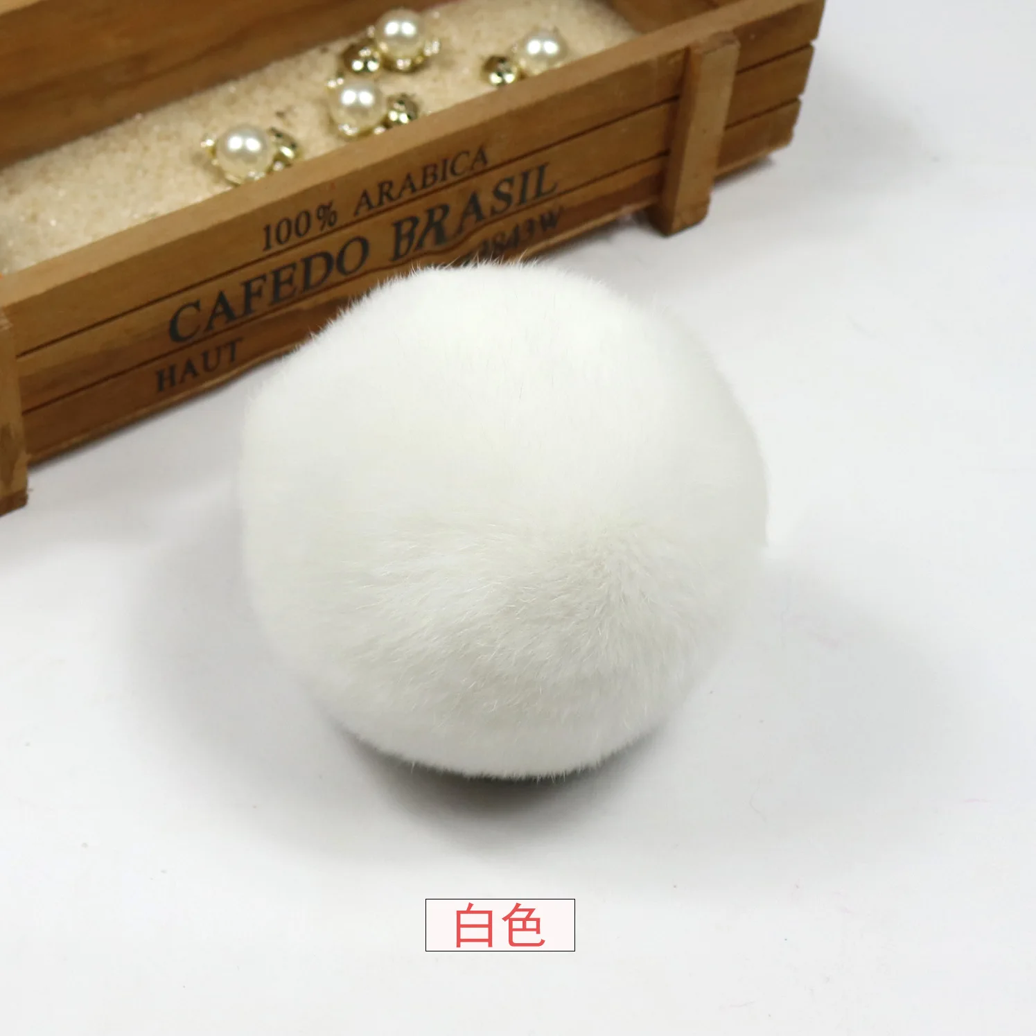 16 шт/лот DIY 8 см настоящий кролик Мех Шар помпон для сумки для ключей шапки и шарф помпон цветов поддержка смешанные - Цвет: Белый