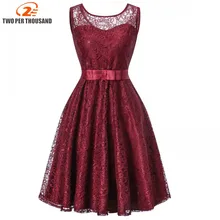2018 Women font b Vintage b font Sleeveless Belt Floral Lace Wedding Party font b Dress