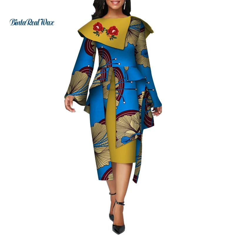 Новые африканские платья для женщин Базен Riche Анкара принт вечерние платья с аппликацией Дашики африканская одежда, платья WY3910