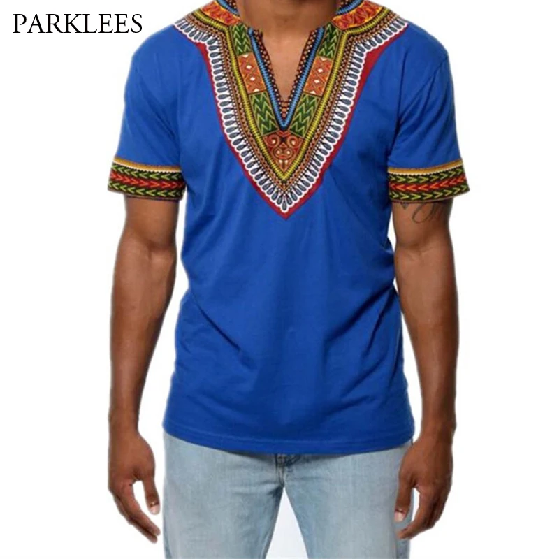 Футболка Dashiki мужская приталенная брендовая тенниска с Африканским 3D принтом