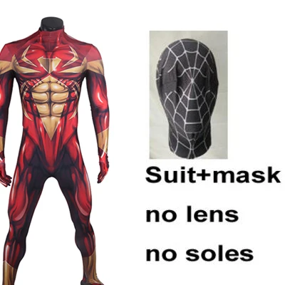 Ling Bultez высокое качество Новое поступление мышечный оттенок Человек-паук косплей костюм Железный Человек-паук костюм на Хэллоуин костюм Человека-паука - Цвет: suit no lens no sole