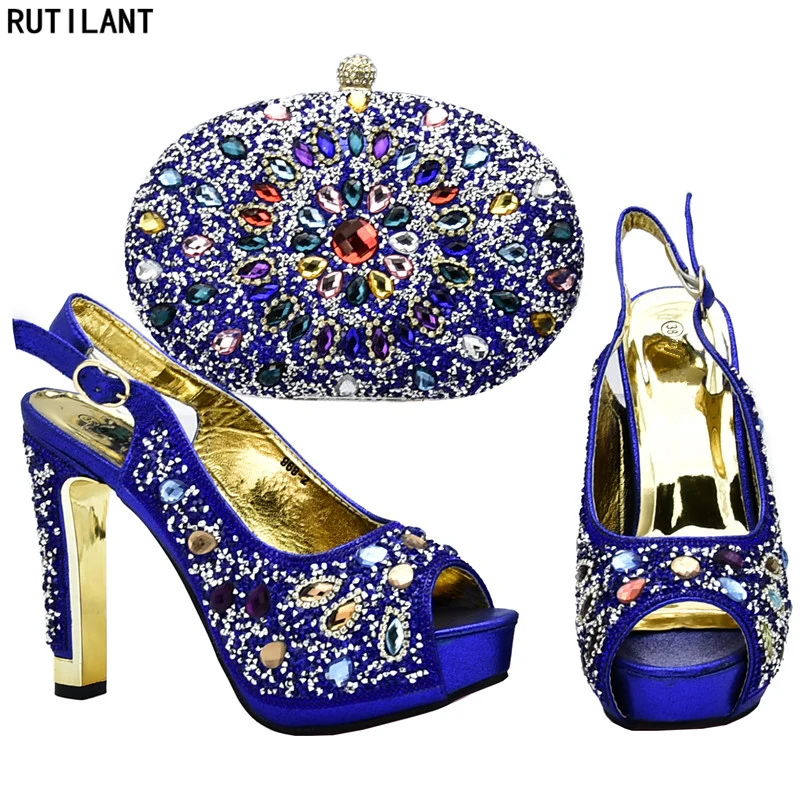 Royal Blue Color African Shoe and Matching Bag Italian Matching Italian Shoe and Bag Set Royal Blue Color African Shoe and Matching Bag Italian Matching Italian Shoe and Bag Set