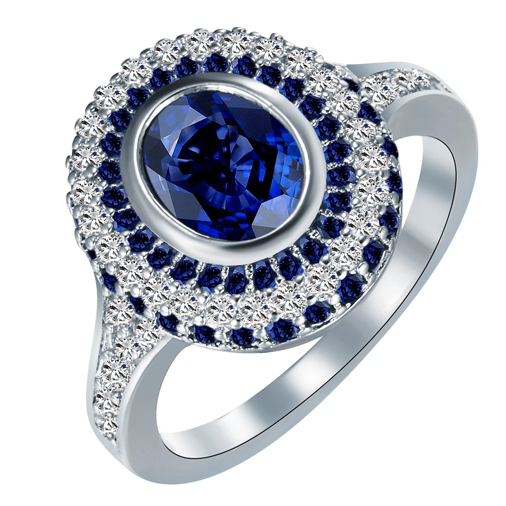 wedding rings large round royal blue crystal white cz finger jewelry free shipping unique women luxury - Large Wedding Rings wedding rings large round royal blue crystal white cz finger jewelry free shipping unique women luxury - Large Wedding Rings