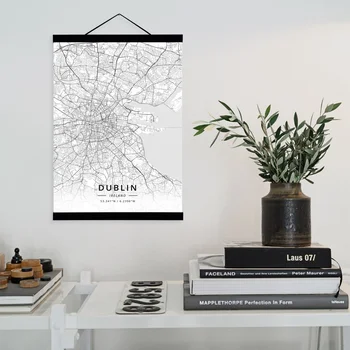 

Dublin, Ireland City Map Wooden Framed Canvas Painting Home Decor Wall Art Print Pictures Poster Hanger