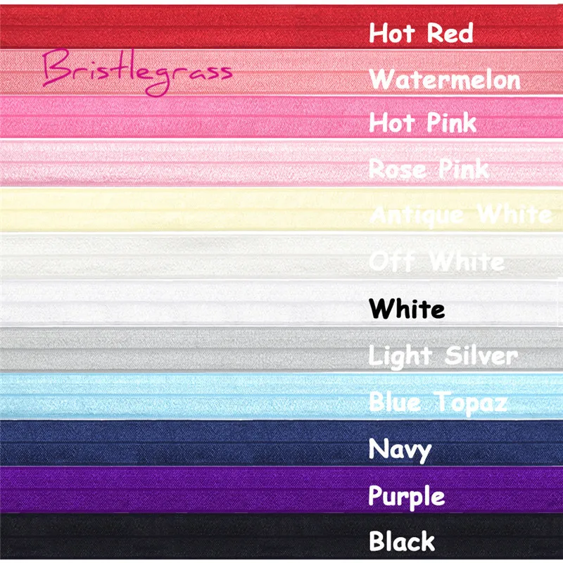 

BRISTLEGRASS 12 Yard Combo 3/4" 20mm Solid Color FOE Fold Over Elastic Spandex Satin Band Hair Tie Headband Lace Trim DIY Sewing