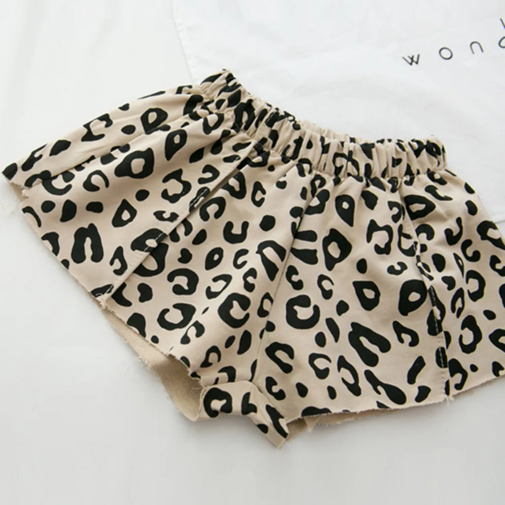 Одежда для маленьких девочек футболка с леопардовым принтом топы+ шорты, комплект из 2 предметов, roupa infantil meisjes kleding, детская одежда