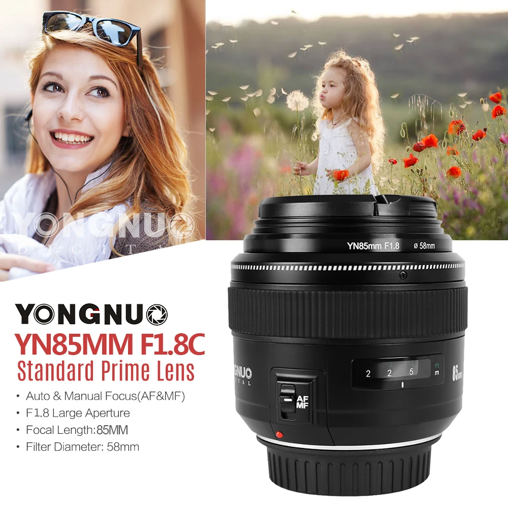 Объектив YONGNUO YN85mm F1.8 для камеры Canon EF Mount EOS 85 мм объектив AF/MF Стандартный Средний Телеобъектив Объектив с фиксированным фокусным расстоянием