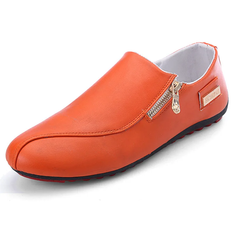 YATNTNPY/модная мужская обувь на плоской подошве; Лоферы без шнуровки; повседневные эспадрильи; удобная обувь; мужские мокасины; большие размеры - Цвет: Оранжевый