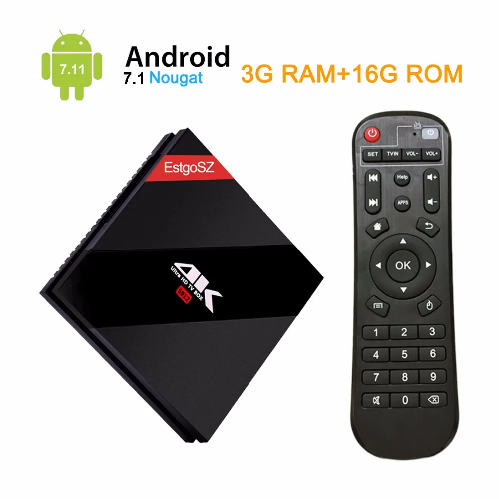 Последняя Android 7 1 Смарт ТВ коробка 3 Гб 16 Amlogic S912 Восьмиядерный набор верхней